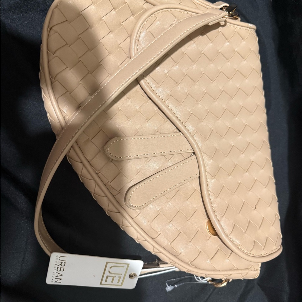 Urban Expressions Beige Woven Shoulder Bag